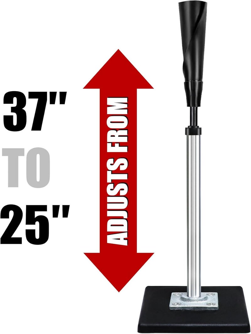 LOMGWAYS Baseball/Softball Batting Tee-(24"-46") Height Adjustable Premium Portable Baseball Tee with Removable Rubber Top and Heavy Duty Base for All Ages - Image 2
